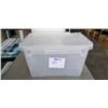 Image 2 : 4 ULINE PLASTIC TOTES WITH ATTACHED LID, GOOD CONDITION, NO CRACKS