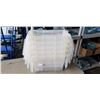 Image 1 : 5 ULINE PLASTIC TOTES WITH ATTACHED LID, GOOD CONDITION, NO CRACKS