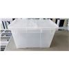 Image 2 : 5 ULINE PLASTIC TOTES WITH ATTACHED LID, GOOD CONDITION, NO CRACKS