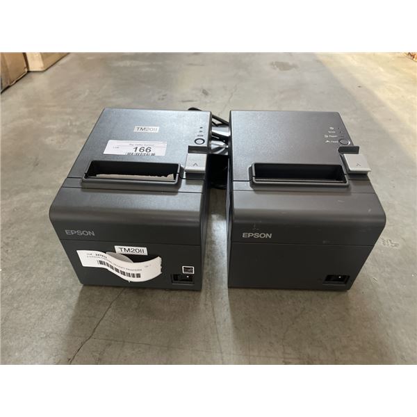 2 EPSON THERMAL RECEIPT PRINTERS MODEL TM-T20II WITH POWER ADAPTERS