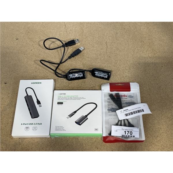 LOT OF USB HUBS AND ADAPTERS