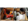 Image 2 : 3 BOXES OF ASSORTED OFFICE SUPPLY, DISHES AND ELECTRICAL OUTLET COVERS