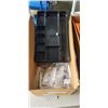Image 3 : 3 BOXES OF ASSORTED OFFICE SUPPLY, DISHES AND ELECTRICAL OUTLET COVERS