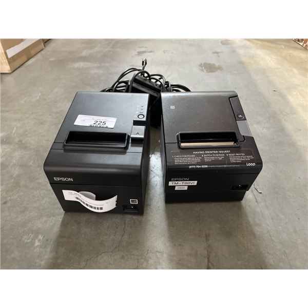 2 EPSON THERMAL RECEIPT PRINTERS MODEL TM-T20111 AND TM-T88V1 WITH POWER ADAPTERS