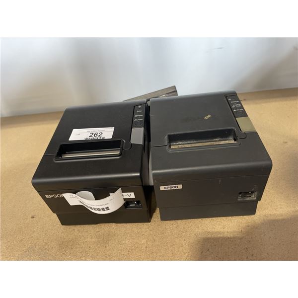 2 EPSON THERMAL RECIEPT PRINTERS MODEL TM-T88V AND MODEL TM-T88IV WITH POWER ADAPTERS