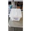 Image 2 : 5 ULINE PLASTIC TOTES WITH ATTACHED LID, GOOD CONDITION, NO CRACKS