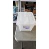 Image 2 : 5 ULINE PLASTIC TOTES WITH ATTACHED LID, GOOD CONDITION, NO CRACKS
