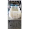 Image 1 : 5 ULINE PLASTIC TOTES WITH ATTACHED LID, GOOD CONDITION, NO CRACKS