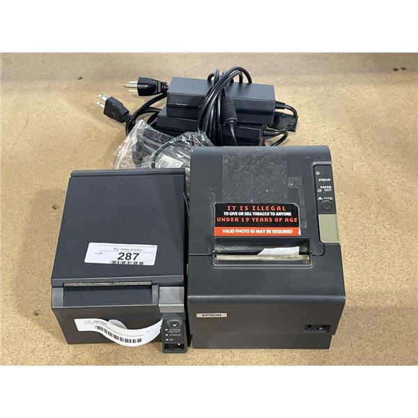 2 EPSON THERMAL RECIEPT PRINTERS MODEL TM-T70 AND MODEL TM-T88IV WITH POWER ADAPTERS