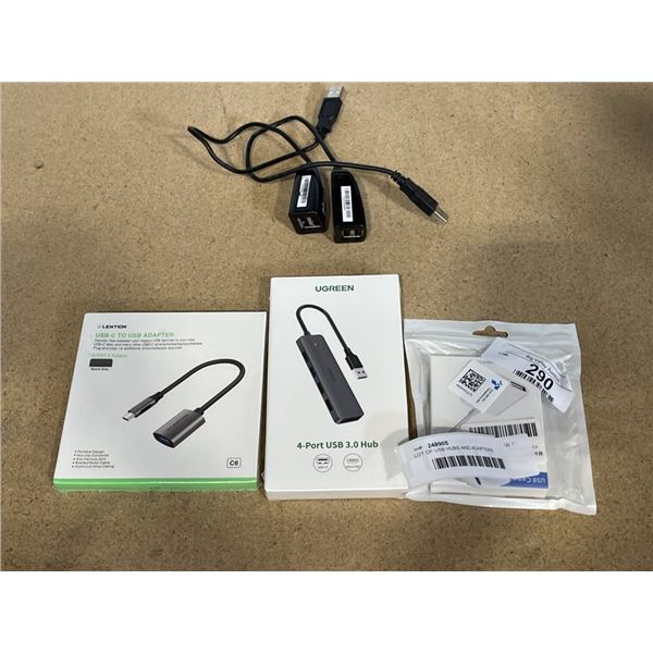LOT OF USB HUBS AND ADAPTERS