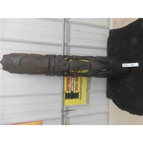 Large 40" Traditional Hand Carved Painted Wood Wall Mask 