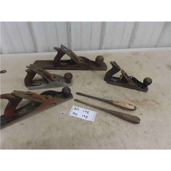 Vintage Wood Plane Lot: Stanley A4, Stanley Bailer No3, No6, 