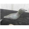 Image 2 : Vintage Inuit First Nations Soapstone Carving Lot: 2 Birds Signed, 