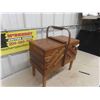 Image 2 : Vintage Solid Wood Fold Out Sewing Kit Box. Excellent Condition 