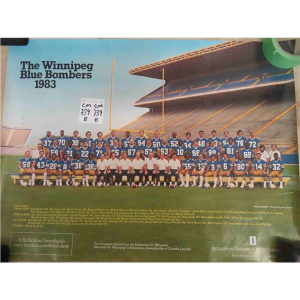 1983 Winnipeg Blue Bombers Team Poster 