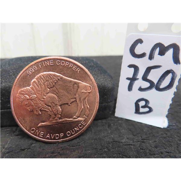 .999 Fine Copper 1 Ounce Coin 