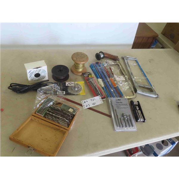 Hack Saw, Drill Bits, Drill Set, Plus. 