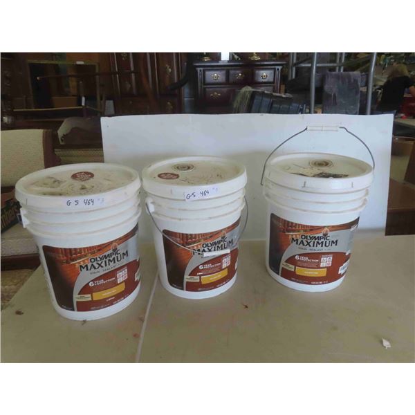 (3) 5 gal Olympia Deck Stain, Golden Seal