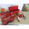 Image 1 : Red Metal Tool Box with Odds Tools, Tool Kit 