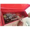 Image 4 : Red Metal Tool Box with Odds Tools, Tool Kit 