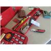 Image 5 : Red Metal Tool Box with Odds Tools, Tool Kit 