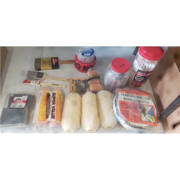 Paint Brush Rollers, Weather Strap, Tape, Swabs,
