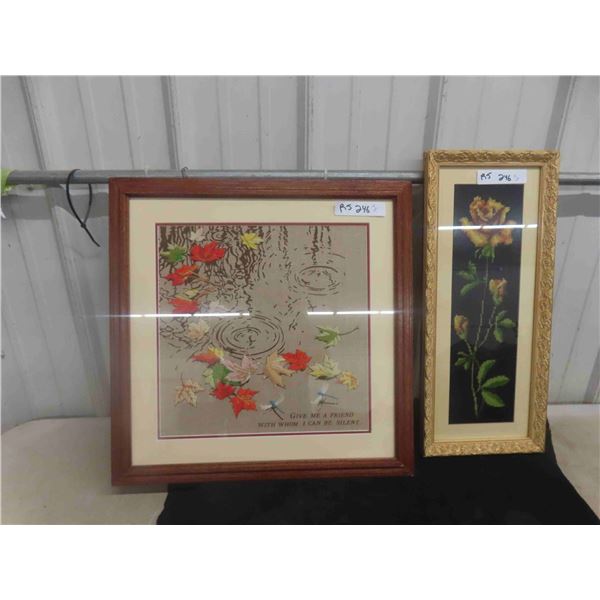 Vintage Crewei Work Framed Art 20 1/2'' x 20 1/2'' , Vintage 