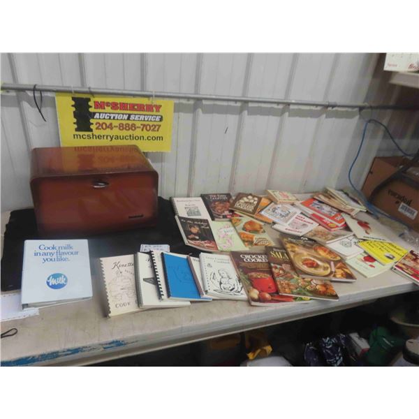 Large Vintage Metal Bread Box , Cook Books. 