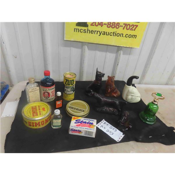 6 Vintage Avon Bottles : 5 Dogs, 1 Bell. 