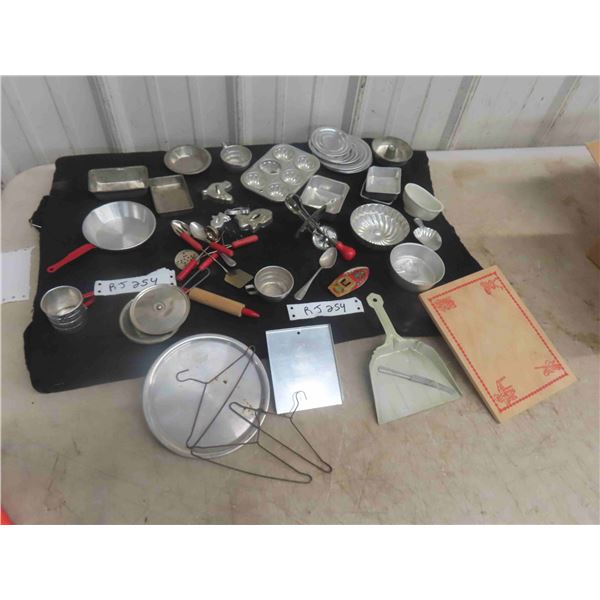 (49pcs) 1930s Child Play Dishes, Household Items. 