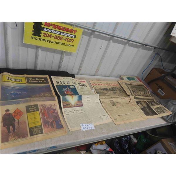 4 Manitoba Newspapers : Man on Moon, TV Comes to Winnipeg,