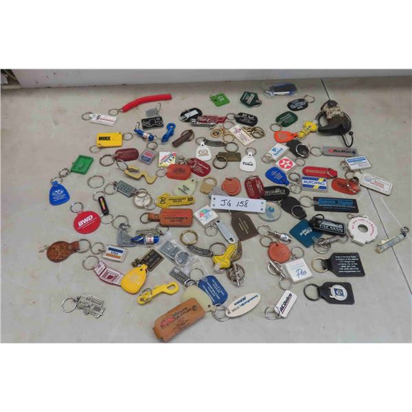 Box Full of Advertising Key Chains 