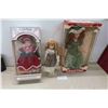 Image 1 : 2 Collector Dolls In Boxes, 1 Porcelain Doll with Stand
