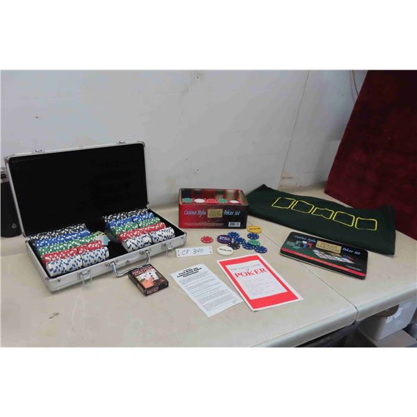 Poker Chips in Aluminum Case, Casino Style - Texas Hold Em 