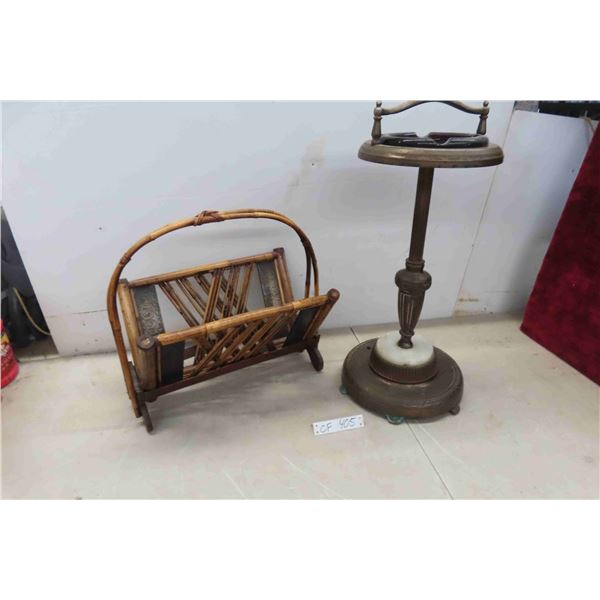 Standup Ashtray, Bamboo Style Magazine Rack 