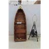 Image 1 : Boat Shaped Shelf 33" x 12"x 4.5" & Metal Laser Cut Moose Table Lamp 25" No Shade