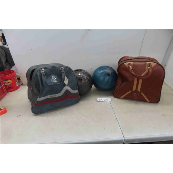 (2) Columbia 10 Pin Bowling Balls with Bag