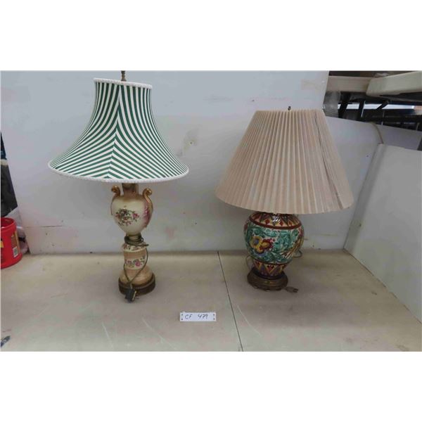 2 Table Lamps with One Decorative Ceramic Base + 