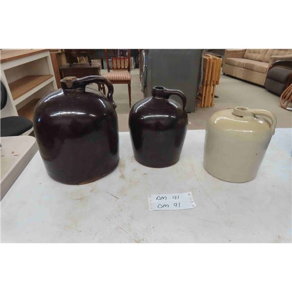(3) Stoneware Jugs