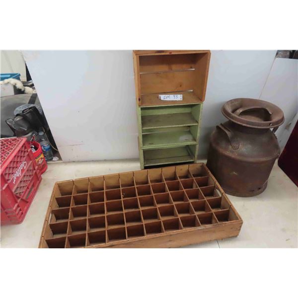 Pigeon Hole Tray, Shelf Made of Fruit Crates and Cream