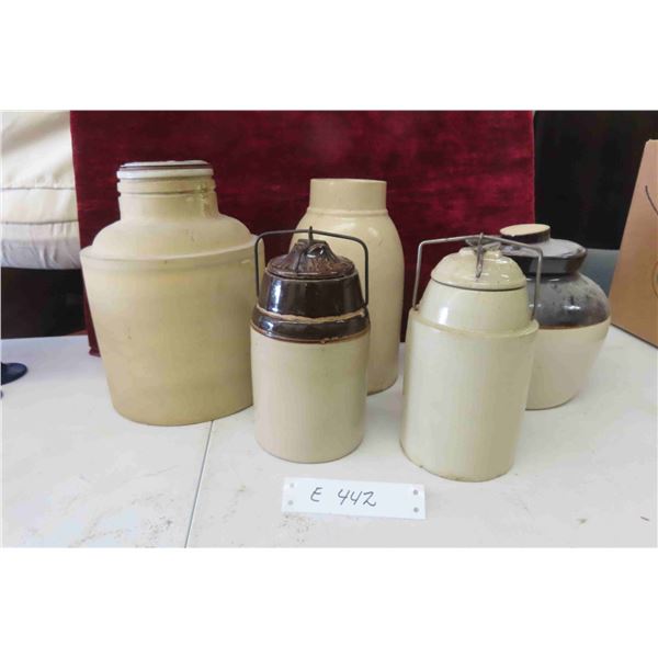 Stoneware Bean Pot, Crock with Lids + 