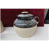Image 7 : Stoneware Bean Pot, Crock with Lids + 