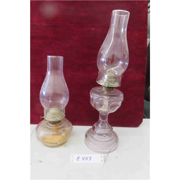 2 Vintage Oil Lamps Including a Peanut Lamp Tallest 18"