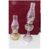 Image 1 : 2 Vintage Oil Lamps Including a Peanut Lamp Tallest 18"