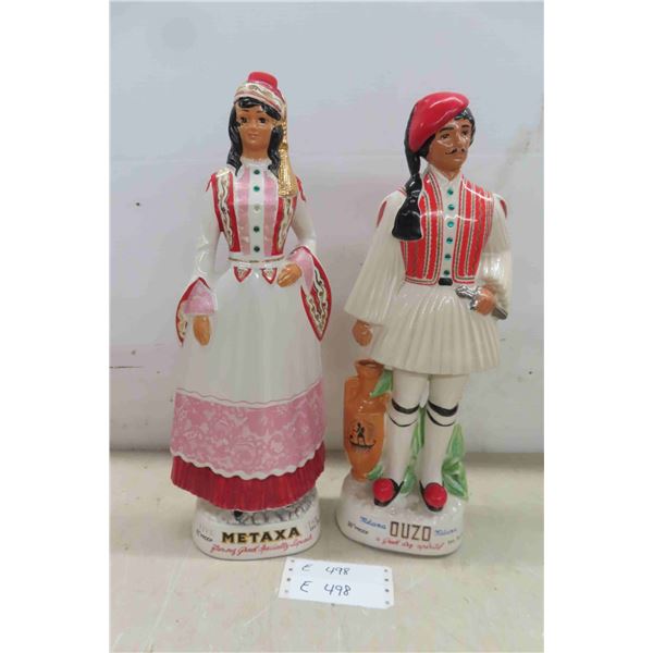 2 Ukrainian Ceramic Figures, Decantors 18 1/2" High