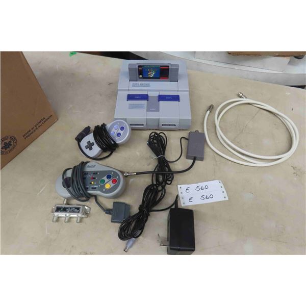 Super Nintendo Consol with 2 Controllers, Power Cable + 