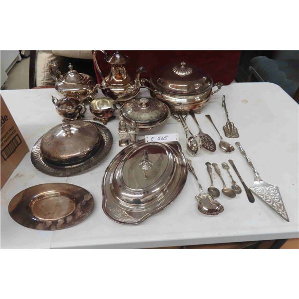 Silver Plated Tea Service, Covered Plates, Serving 
