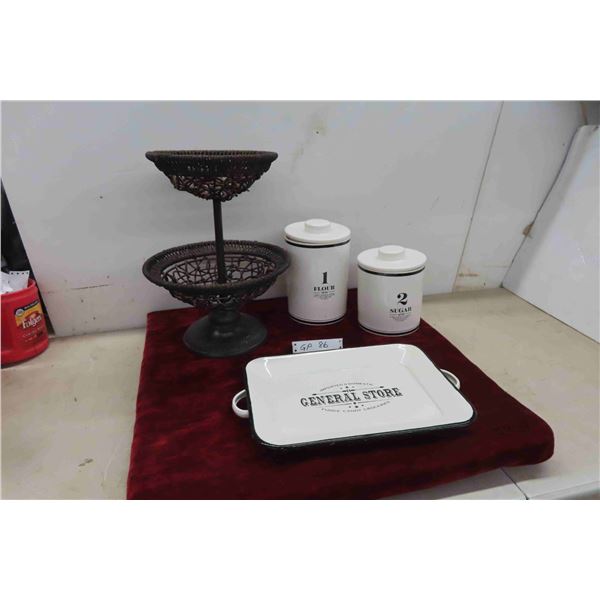 5 Pc. Farmhouse Style Kitchen Décor Wrought Iron Fruit Stand, 