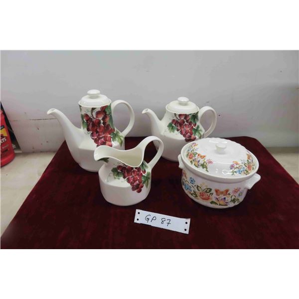 Royal Doulton Vintage Grape Tea Pot, Coffee, Milk Jug and