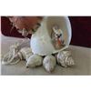 Image 3 : Unique Seashell Clock 12" High, Sadler Tea Pot, Chalkware Plaque 8"x 8"
